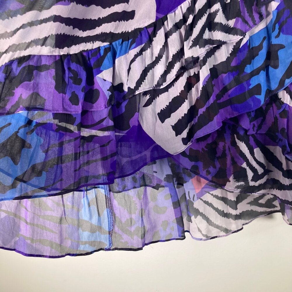 Womens Anthropologie Maude Vivante Animal Print‎ Layered Skirt Purple M NWOT - Picture 4 of 12